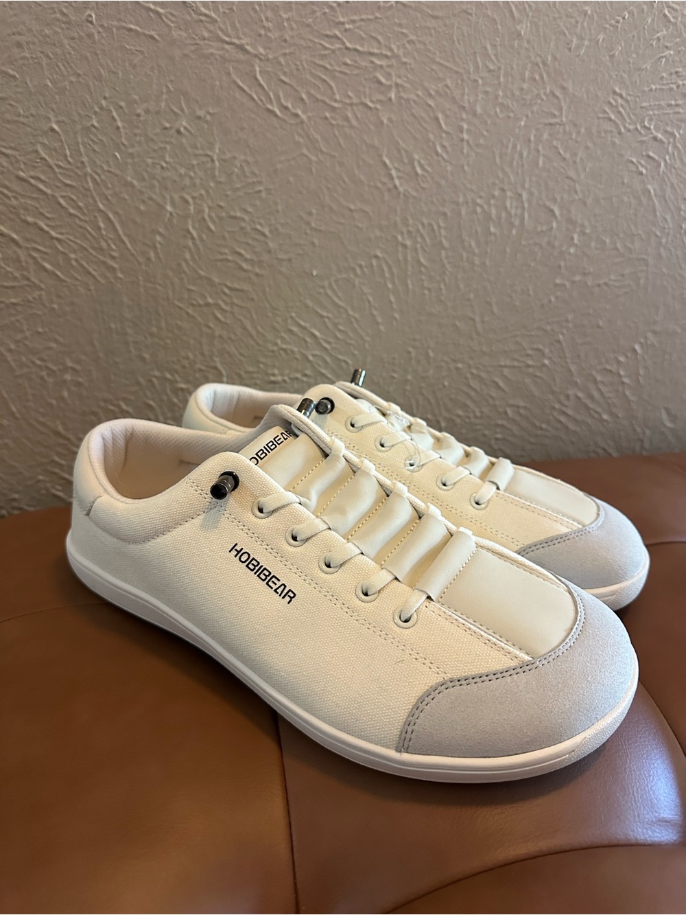 Hobibear Men's Casual White Canvas Barefoot Sneakers